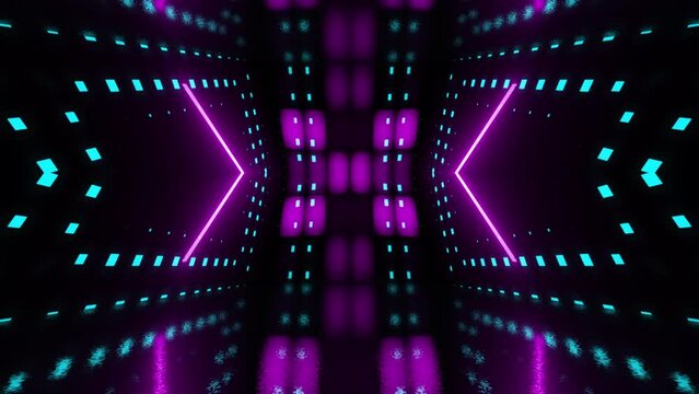 4K neon futuristic concert stage wall loop background