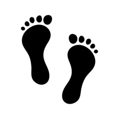 Human footprint trail black silhouette flat illustration