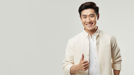 
Confident asian male shirt entrepreneur.like pose portrait of a person - obrazy, fototapety, plakaty