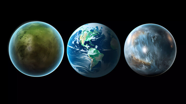 Three different types of earths are shown in this image