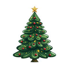 christmas tree without background, 2d png, flat color, no background
