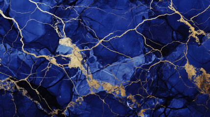 Elegant Blue Marble Surface Texture with Intricate Gold Veins