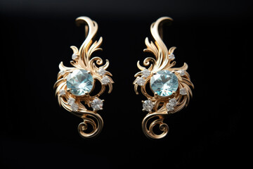 Elegant dragon designed earrings in gold for Year of the Dragon isolated on a white background 