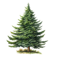 Obraz premium Spruce tree on transparent background, white background, isolated, icon material, vector illustration