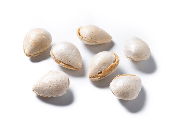 Fototapeta na wymiar Traditional sweet almonds for Christmas isolated on white background