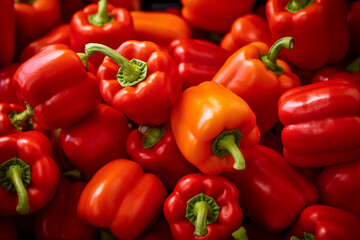 Red, yellow, and green bell peppers (capsicum) background