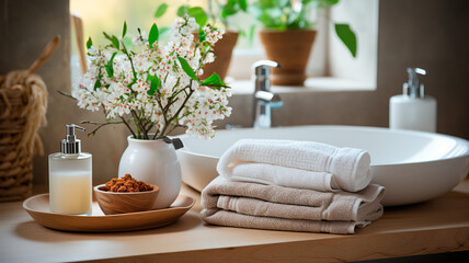 Fototapeta na wymiar spa setting with towels