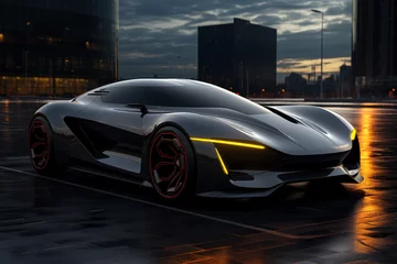 Futuristic sports super concept car in the city, street racing on expensive exclusive luxury auto © staras