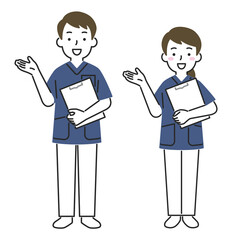 案内する男女　看護師