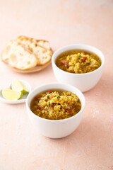 Homemade lentil soup with spices