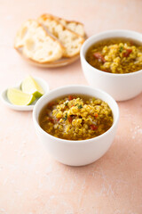 Homemade lentil soup with spices