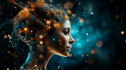 beautiful woman with glowing lights