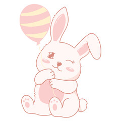 Rabbit cute holding cake illustration vector on white background