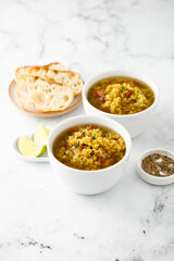 Homemade lentil soup with spices