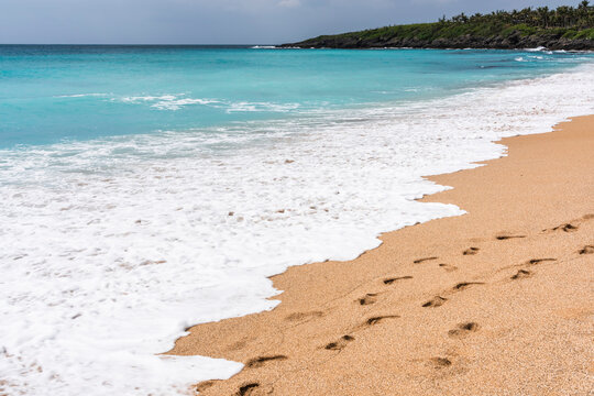 Close-up of the footprint on the beach of Baishawan in the Kenting National Park of Pingtung, Taiwan.