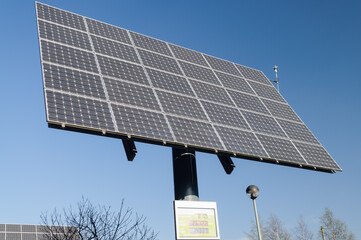Large solar panels on a sunny day