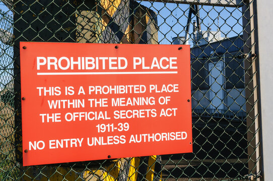 Prohibited place sign at a highly secure military location
