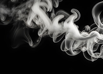 Gray smoke against a black background. Generative AI