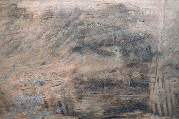 Image of aged rustic hardwood grain plank deep rough background. Old grunge dark textured wooden backdrop. Surface of retro dark brown wood desk furniture or floor material wallpaper. Nature wooden.