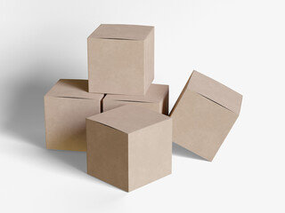 Square box packaging white background cardboard paper with realistic texture