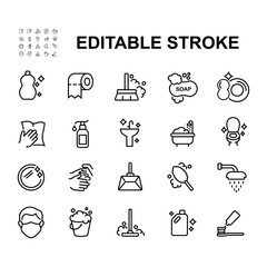 Simple Set of Icons Related to Cleaning.