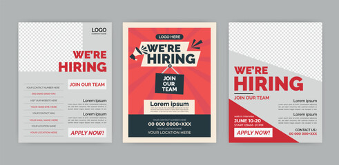 We Are Hiring Flyer. Job recruitment regional sale manager design for companies