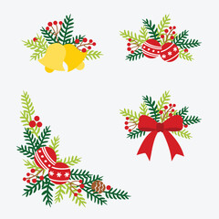 Naklejka na ściany i meble Christmas ornament with pine leaves