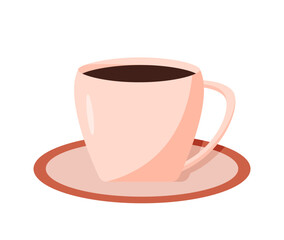 Cup and saucer for coffee or tea. Vector illustration of dishes for hot drinks, isolated on a white background.