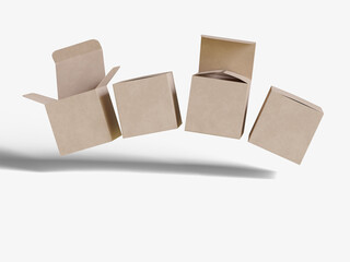 Square box packaging white background cardboard paper with realistic texture