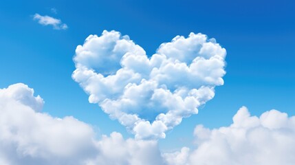 Naklejka na ściany i meble Summer blue sky cloud gradient light white background. Beauty clear cloudy in sunshine calm bright winter air background . Heart form of clouds in environment day horizon skyline view spring wind
