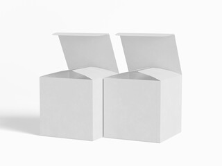 Square box packaging white color and background cardboard paper with realistic texture