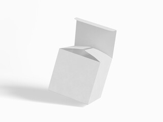 Square box packaging white color and background cardboard paper with realistic texture