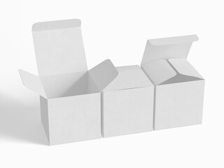 Square box packaging white color and background cardboard paper with realistic texture