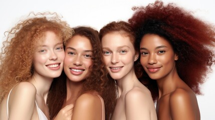 Multi ethnical group of women together. Diversity and beauty concept 