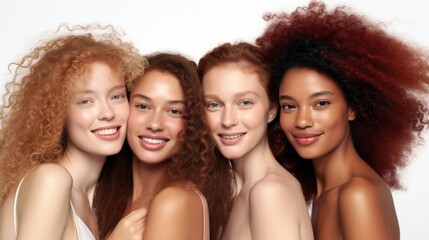 Fototapeta premium Multi ethnical group of women together. Diversity and beauty concept 