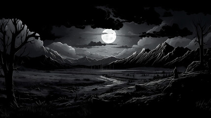 black and white landscape