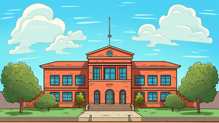 A simple drawing of a school building.