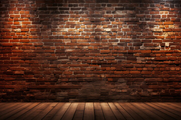Brick wall background with spotlight - obrazy, fototapety, plakaty
