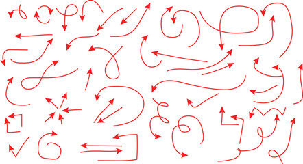 Hand-drawn pencil arrows in charcoal style, doodle curved chalk darts, and texture design elements featuring scribble lines. Vector illustration showcasing hand-painted crayon check lines