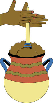 Icono del manos batiendo con molinillo chocolate caliente mexicano. Bebida tradicional. Bebida ancestral M&eacute;xico prehisp&aacute;nico