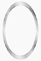 Silver metal oval frame isolated on white. Vector frame for photo. Frame for text, certificate, pictures, diploma. Wavy frame. Gold, luxury