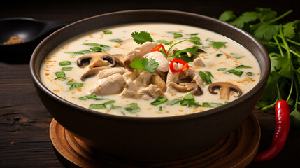 Thai soup with coconut and chicken