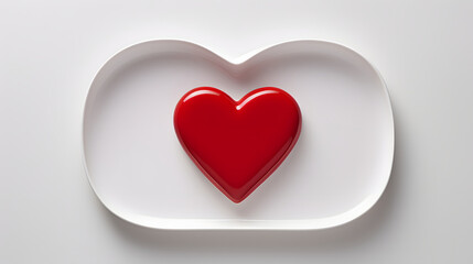 A white tray with a red heart on it top down shot - Generated by AI