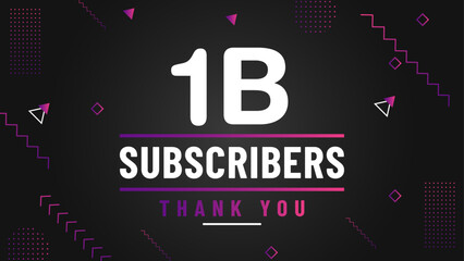 Thank you 1 billion subscriber congratulation template banner. 1 billion celebration subscribers template for social media