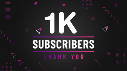 Thank you 1k subscriber congratulation template banner. 1k celebration subscribers template for social media