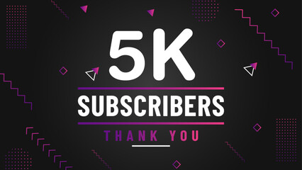 Thank you 5k subscriber congratulation template banner. 5k celebration subscribers template for social media
