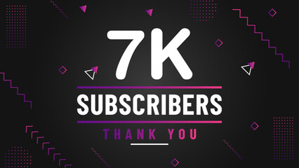 Thank you 7k subscriber congratulation template banner. 7k celebration subscribers template for social media
