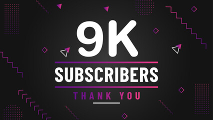 Thank you 9k subscriber congratulation template banner. 9k celebration subscribers template for social media