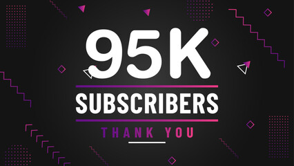 Thank you 95k subscriber congratulation template banner. 95k celebration subscribers template for social media