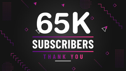 Thank you 65k subscriber congratulation template banner. 65k celebration subscribers template for social media
